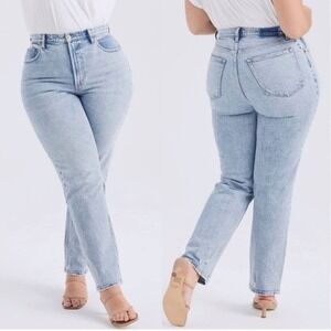 Abercrombie & Fitch Ultra High Rise 90's Straight Jeans Distressed Light Wash 33